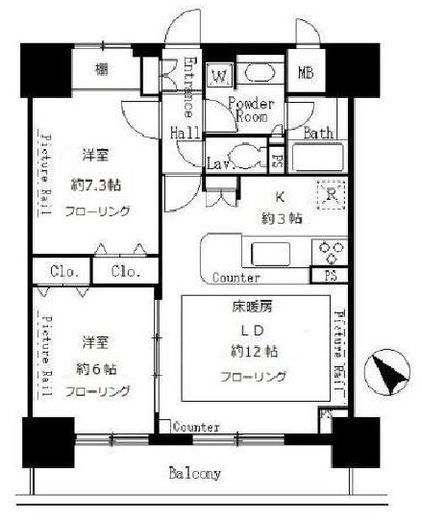 サンクレール荒川ブランガーデン　1003号室　間取り
