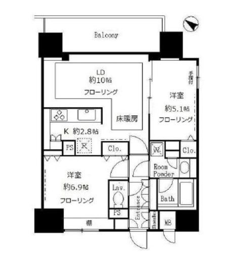 サンクレール荒川ブランガーデン　907号室　間取り