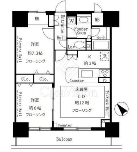 サンクレール荒川ブランガーデン　1503号室　間取り