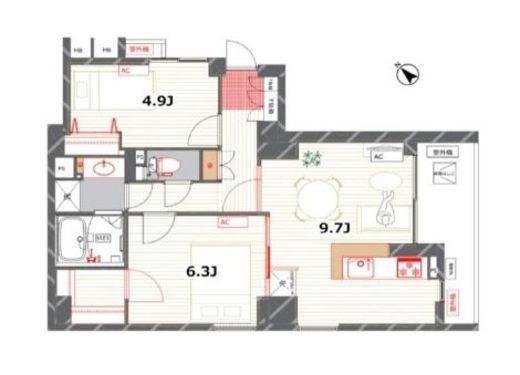 アブレスト動坂　702号室　間取り