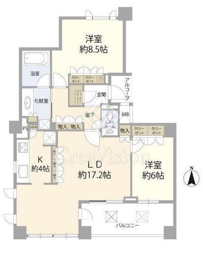 ルフォン飛鳥山　5F1号室　間取り
