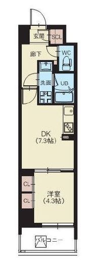 スプランディッド西日暮里　1405号室　間取り