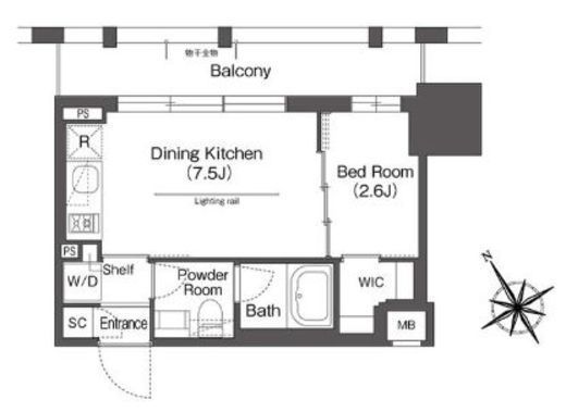 BluRock後楽園　1108号室　間取り
