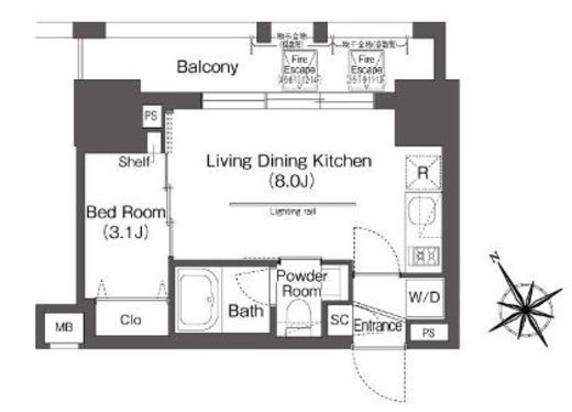 BluRock後楽園　1109号室　間取り