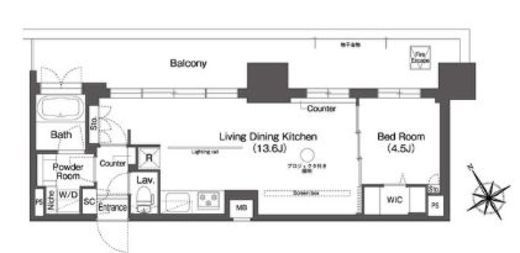 BluRock後楽園　1508号室　間取り