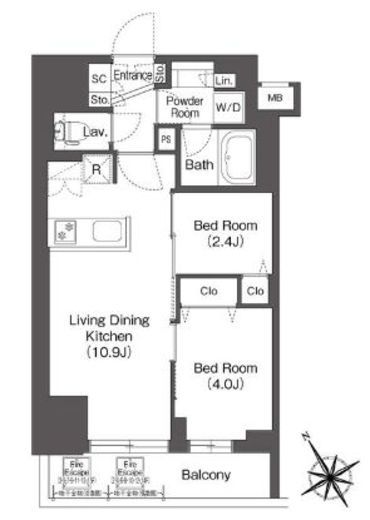 BluRock後楽園　701号室　間取り