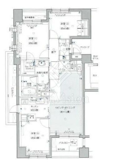 パークハウス要町　801号室　間取り