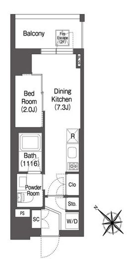 ORSUS AKABANE EAST (オルサス赤羽イースト)　207号室　間取り
