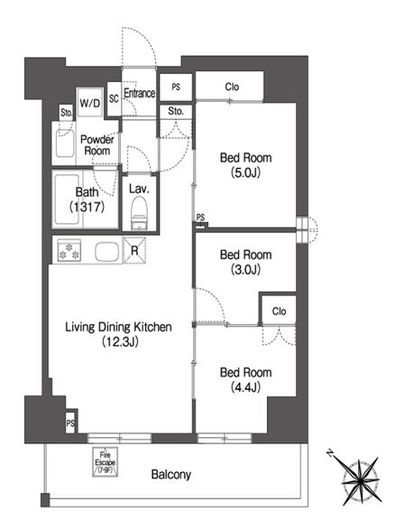 ORSUS AKABANE EAST (オルサス赤羽イースト)　602号室　間取り
