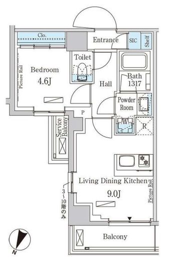パークアクシス大塚サウスレジデンス　206号室　間取り