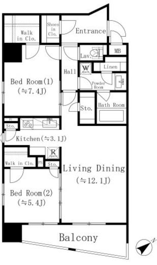 堀之内マンション　604号室　間取り