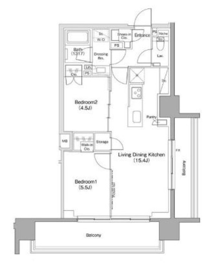 ザ・パークハビオ滝野川　1309号室　間取り