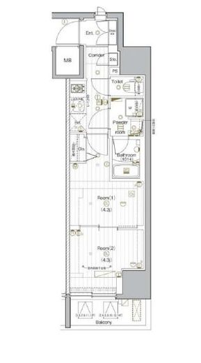 PREMIUM CUBE G 後楽園 (プレミアムキューブジー後楽園)　1001号室　間取り