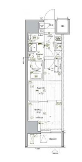 PREMIUM CUBE G 後楽園 (プレミアムキューブジー後楽園)　1102号室　間取り
