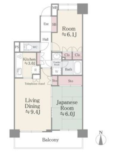 板橋パークホームズ　1202号室　間取り
