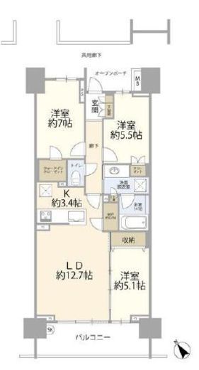 プラウドシティ加賀学園通り　6F1号室　間取り