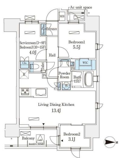 アヴァンカーサ町屋　308号室　間取り