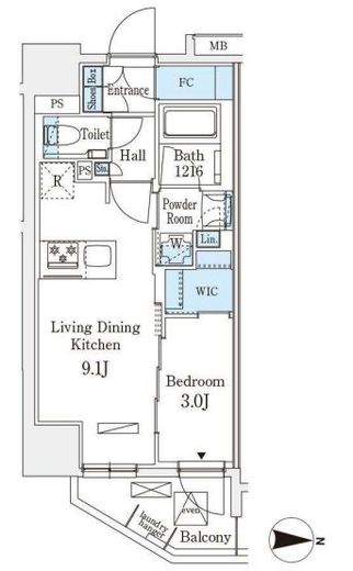 アヴァンカーサ町屋　601号室　間取り