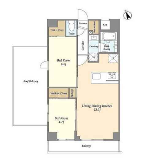 La Douceur志茂 (ラドゥセール志茂)　801号室　間取り