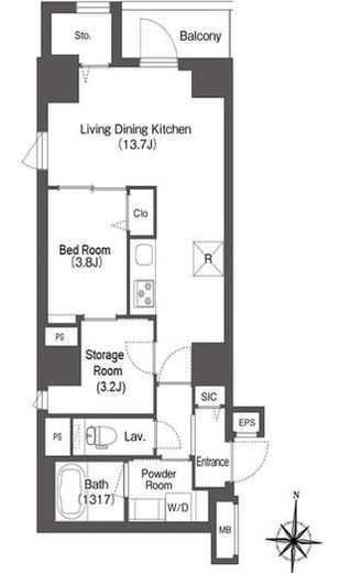 コンフォリア南千住　602号室　間取り