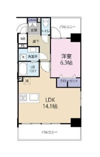 MONOLITH (モノリス)　601号室　間取り