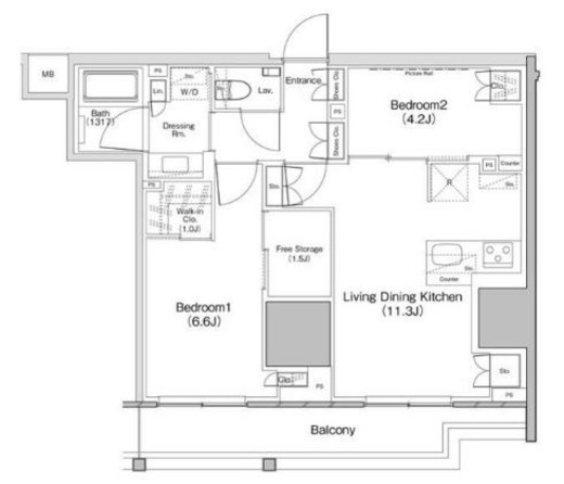 ザ・パークハビオ板橋区役所前　502号室　間取り