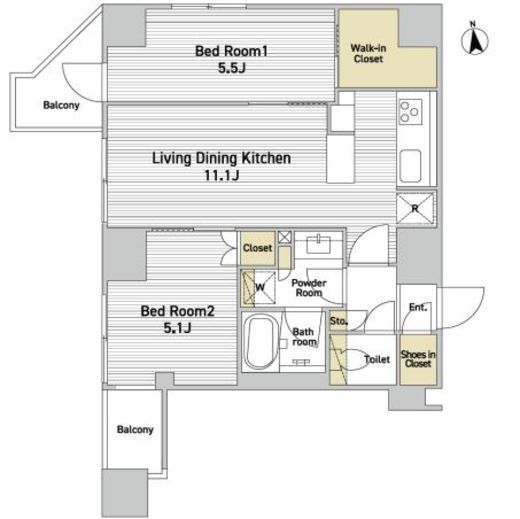 プライムアーバン西日暮里フロント　1502号室　間取り