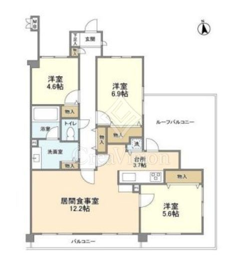 デュエット北千住クレア　701号室　間取り
