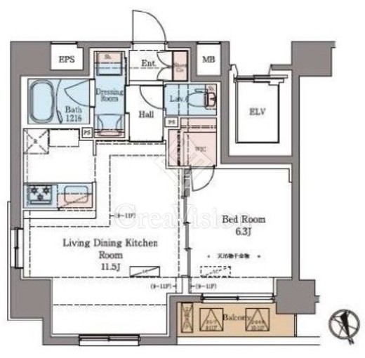 ラグゼナ北千住　1104号室　間取り