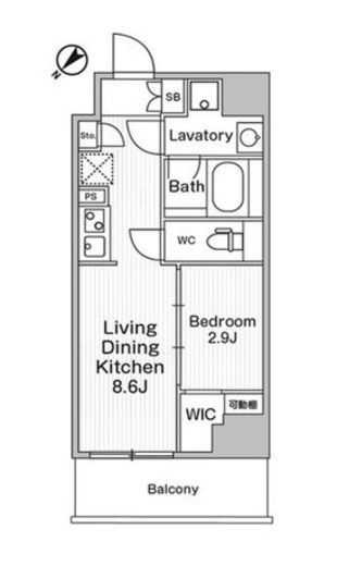 コンフォリア・リヴ巣鴨　802号室　間取り