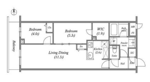プライムガーデン若木　110号室　間取り