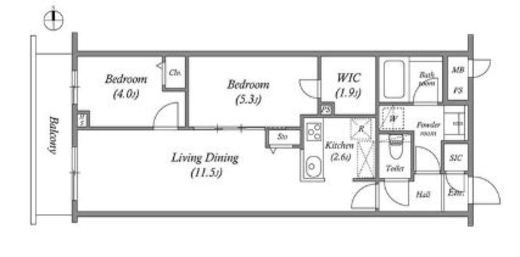 プライムガーデン若木　115号室　間取り