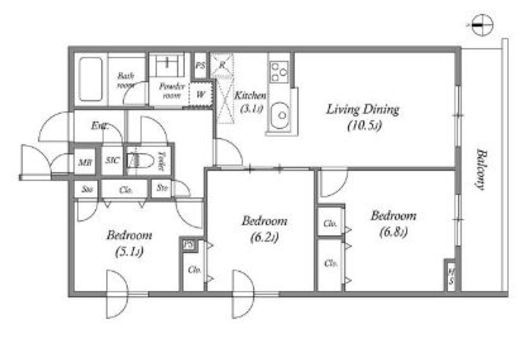 プライムガーデン若木　126号室　間取り