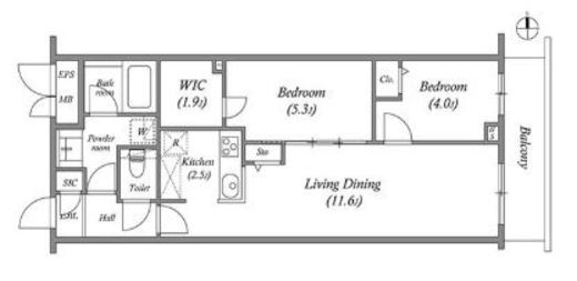 プライムガーデン若木　206号室　間取り