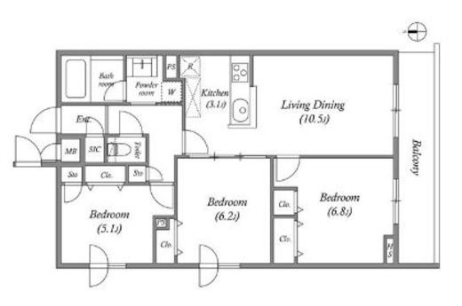 プライムガーデン若木　232号室　間取り
