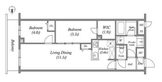 プライムガーデン若木　311号室　間取り