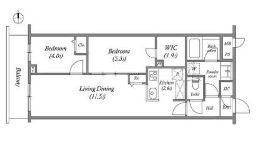 プライムガーデン若木　316号室　間取り