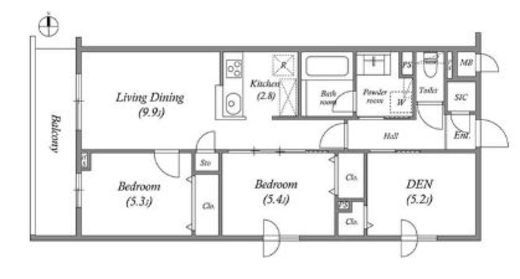 プライムガーデン若木　322号室　間取り