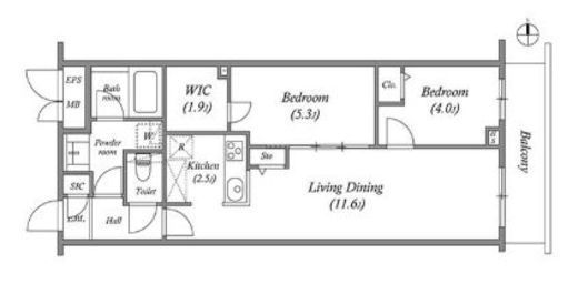 プライムガーデン若木　406号室　間取り