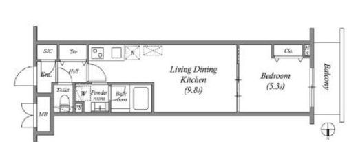 プライムガーデン若木　414号室　間取り