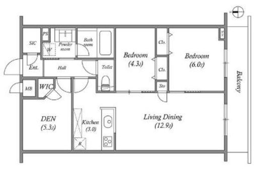 プライムガーデン若木　426号室　間取り