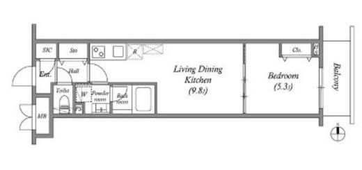 プライムガーデン若木　501号室　間取り