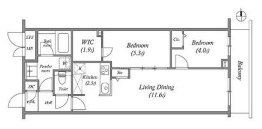 プライムガーデン若木　504号室　間取り