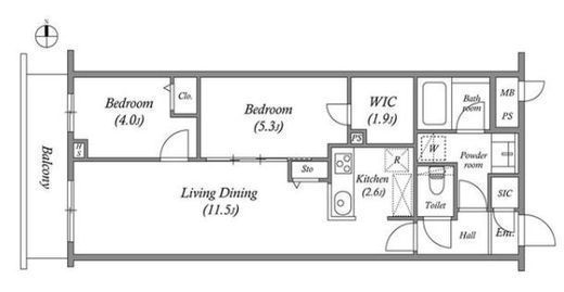 プライムガーデン若木　509号室　間取り