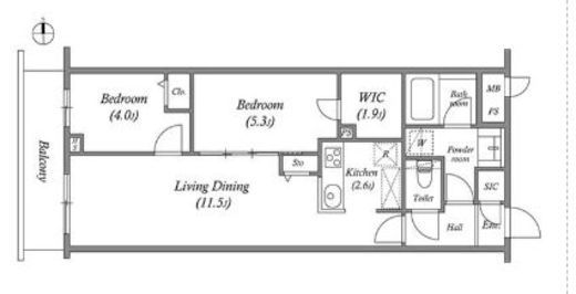 プライムガーデン若木　514号室　間取り