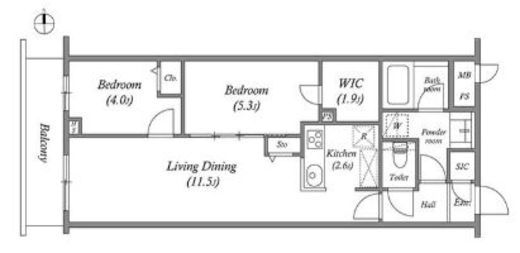 プライムガーデン若木　519号室　間取り