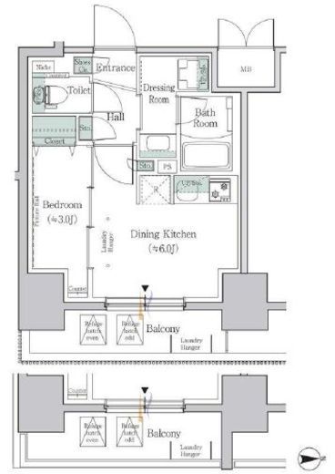 ワンルーフレジデンス板橋大山　402号室　間取り