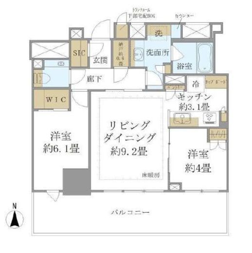 ブリリアタワー池袋West　1805号室　間取り