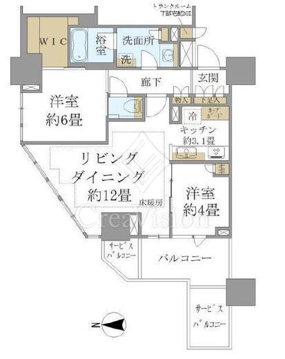 ブリリアタワー池袋West　24F1号室　間取り