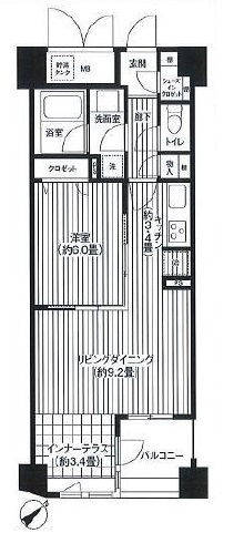 コスモリード新宿余丁町　105号室　間取り